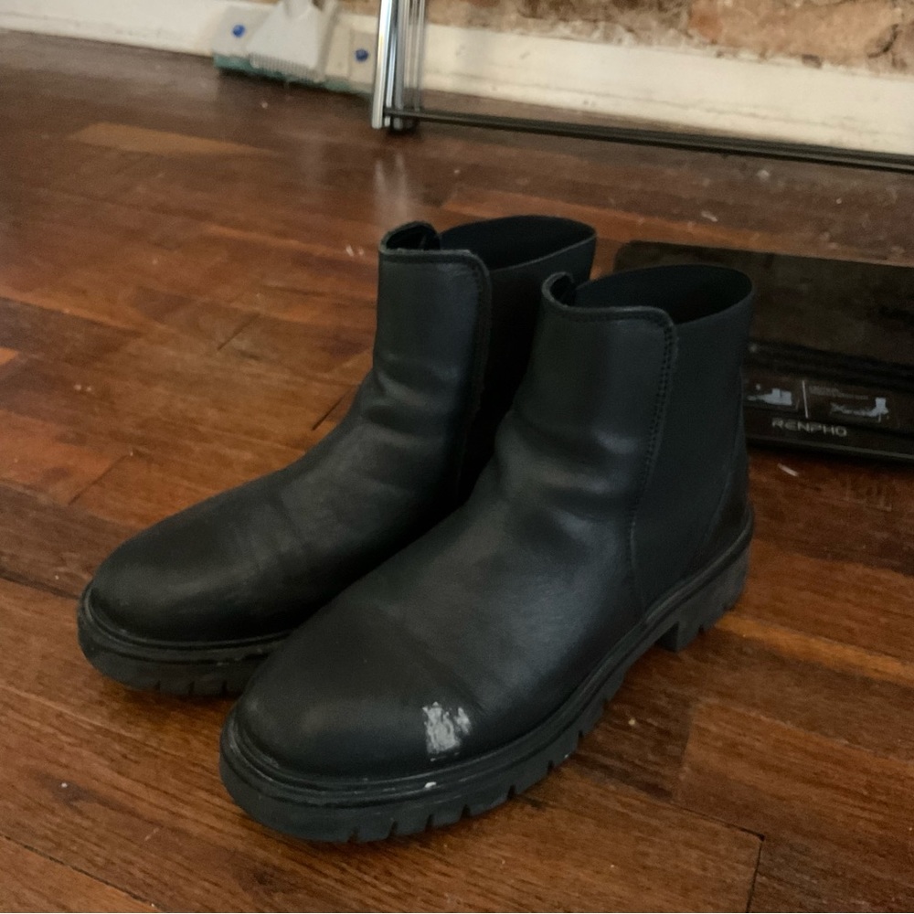 Black Chelsea leather booties